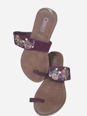 Carlos by Carlos Santana Purple Embroidered Slide Sandals